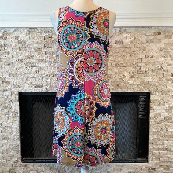 Jenny Boston Racheal The Kelsey Dress In Navy Medallion Print Pockets NWOT - Picture 7 of 11